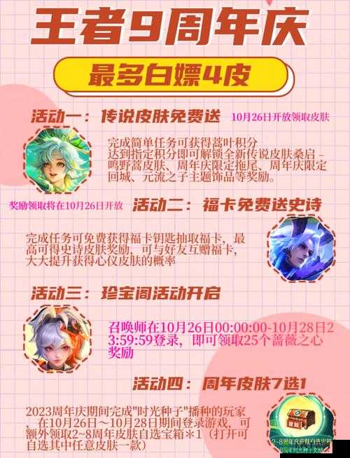 王者荣耀福利皮肤惊喜大放送等你来领取