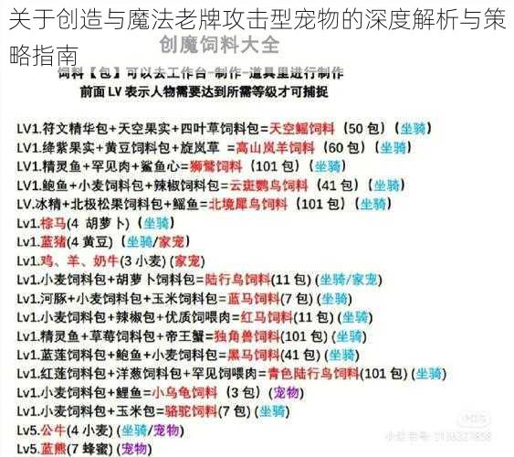 关于创造与魔法老牌攻击型宠物的深度解析与策略指南