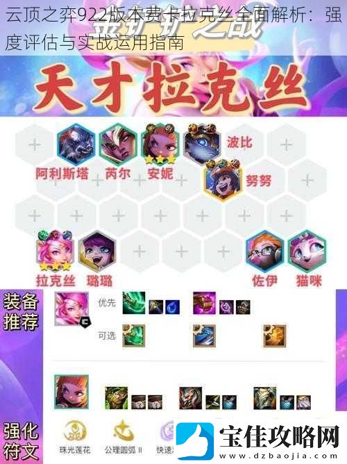 云顶之弈922版本费卡拉克丝全面解析：强度评估与实战运用指南