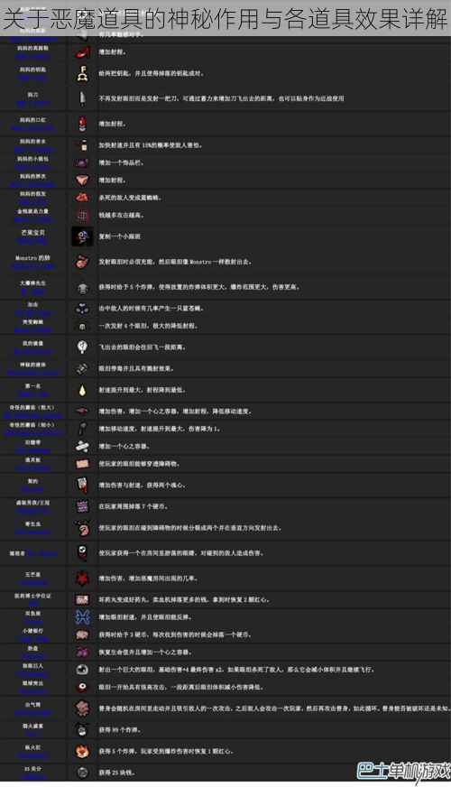 关于恶魔道具的神秘作用与各道具效果详解