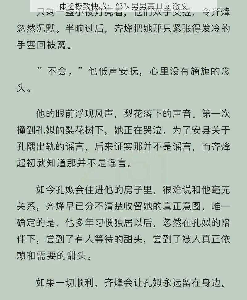 体验极致快感:部队男男高 H 刺激文