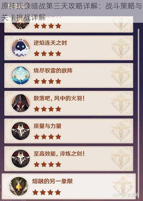 原神残像暗战第三天攻略详解:战斗策略与关卡挑战详解