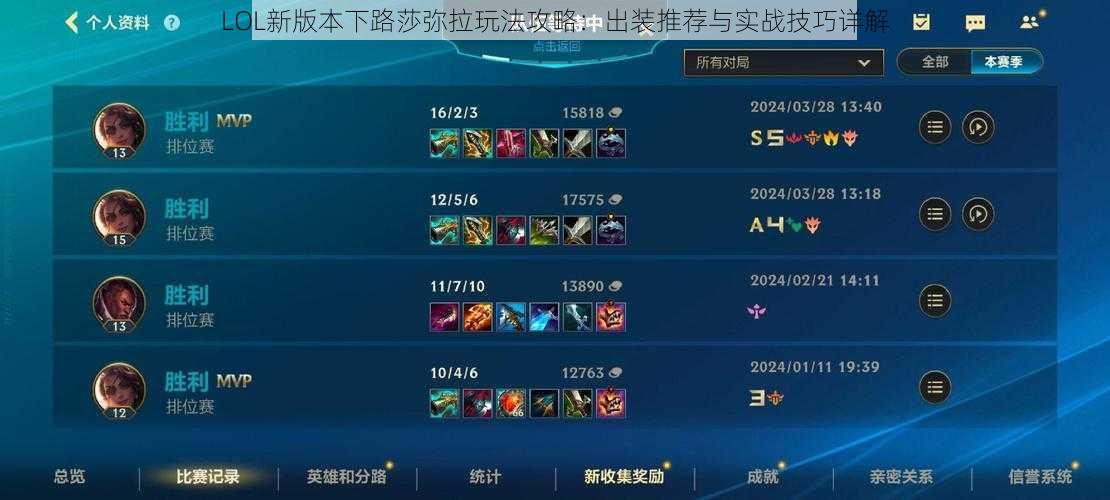LOL新版本下路莎弥拉玩法攻略：出装推荐与实战技巧详解