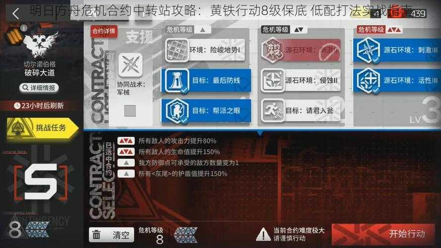 明日方舟危机合约中转站攻略：黄铁行动8级保底 低配打法实战指南