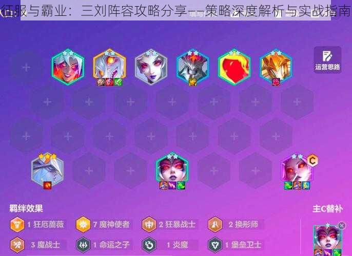 征服与霸业：三刘阵容攻略分享——策略深度解析与实战指南