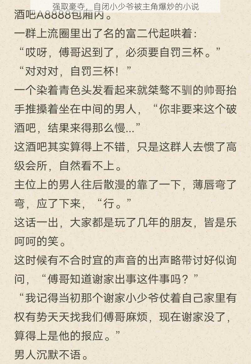 强取豪夺,自闭小少爷被主角爆炒的小说