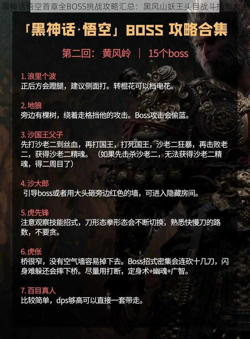 黑神话悟空首章全BOSS挑战攻略汇总：黑风山妖王头目战斗指南大全