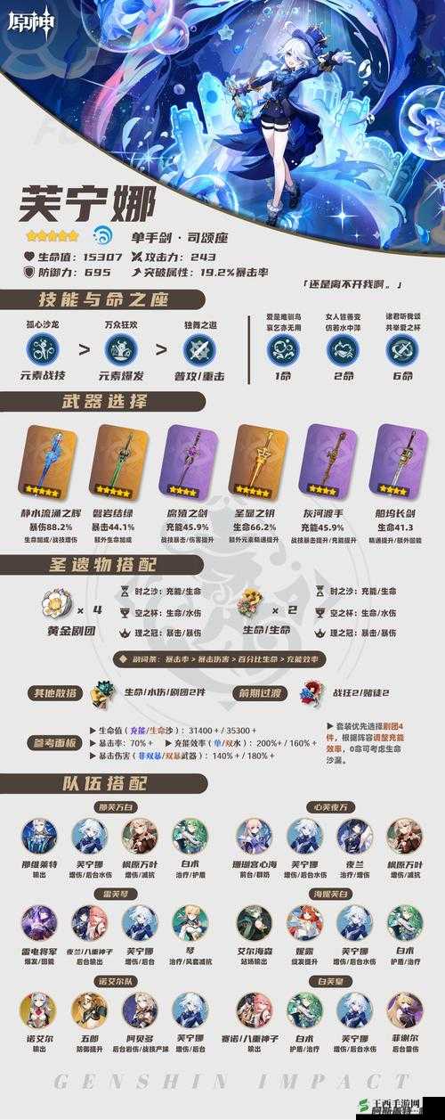 原神芙宁娜培养攻略:武器圣遗物推荐与成长指南