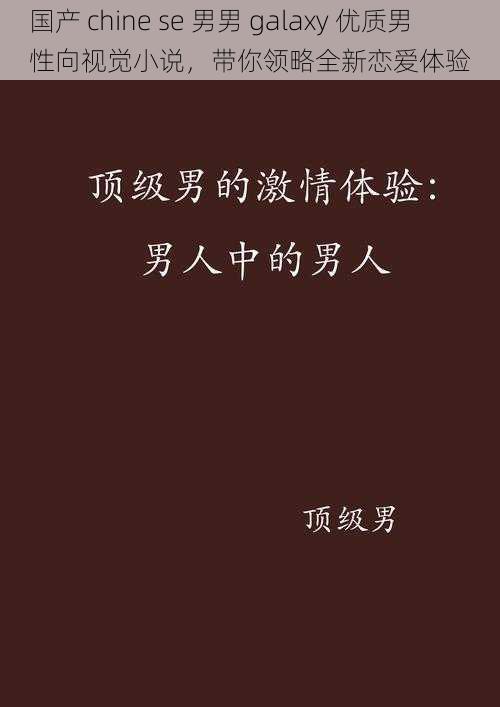 国产 chine se 男男 galaxy 优质男性向视觉小说，带你领略全新恋爱体验