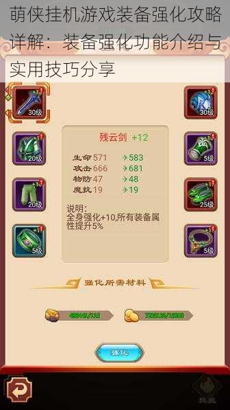 萌侠挂机游戏装备强化攻略详解:装备强化功能介绍与实用技巧分享