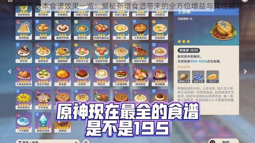 原神新版本食谱效果一览:揭秘新增食谱带来的全方位增益与属性提升