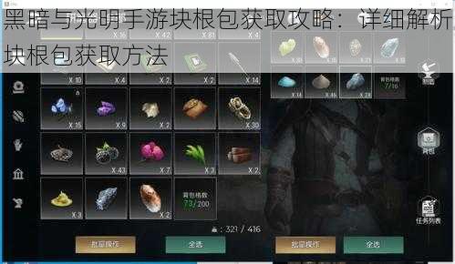 黑暗与光明手游块根包获取攻略:详细解析块根包获取方法