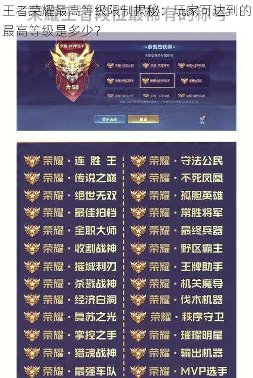 王者荣耀最高等级限制揭秘：玩家可达到的最高等级是多少？