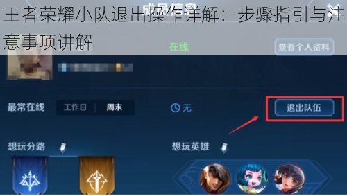 王者荣耀小队退出操作详解:步骤指引与注意事项讲解