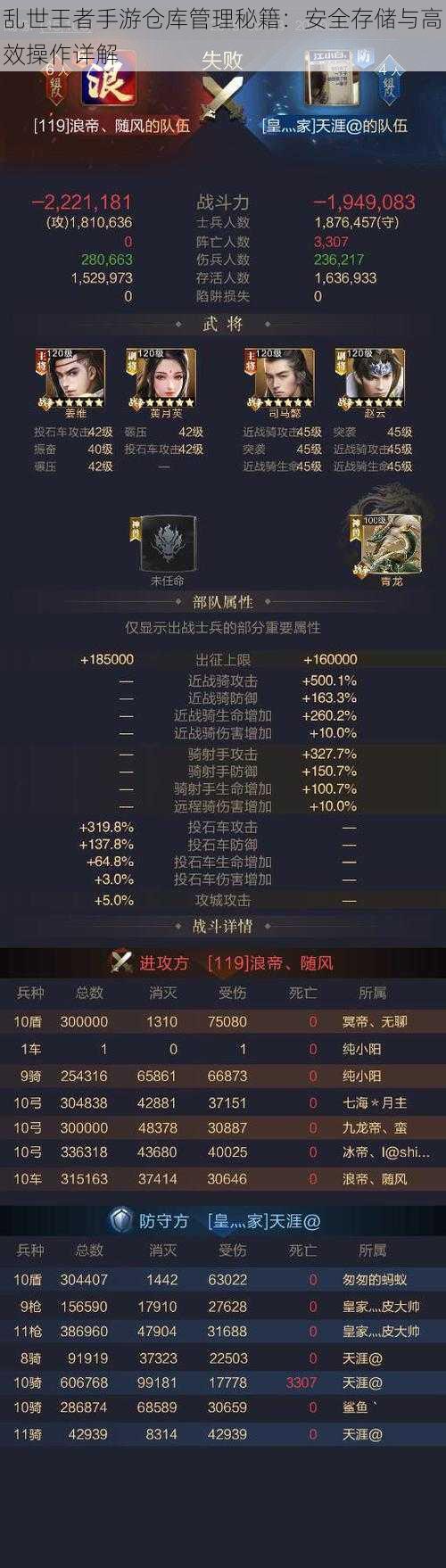 乱世王者手游仓库管理秘籍：安全存储与高效操作详解