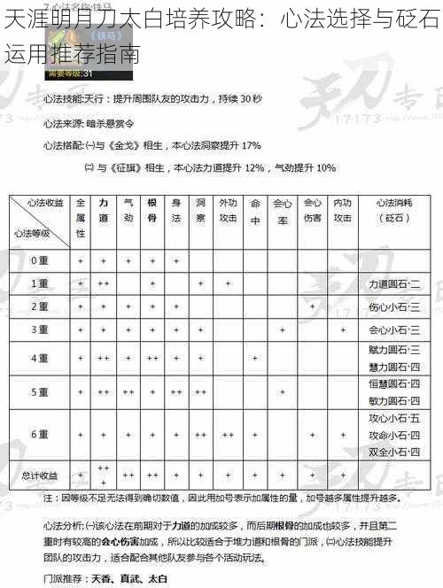 天涯明月刀太白培养攻略：心法选择与砭石运用推荐指南
