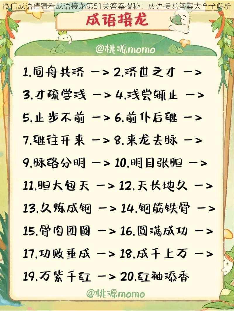 微信成语猜猜看成语接龙第51关答案揭秘:成语接龙答案大全全解析