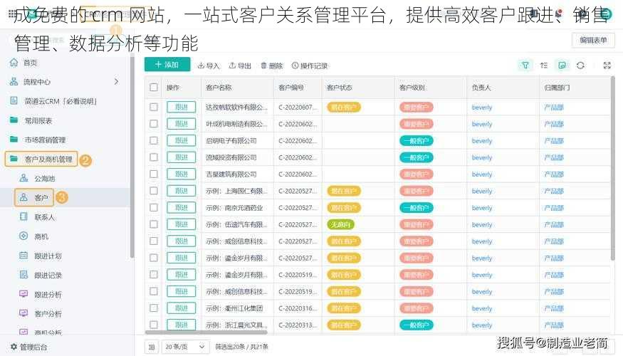 成免费的 crm 网站,一站式客户关系管理平台,提供高效客户跟进、销售管理、数据分析等功能