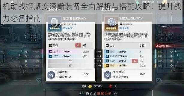 机动战姬聚变深黯装备全面解析与搭配攻略：提升战力必备指南